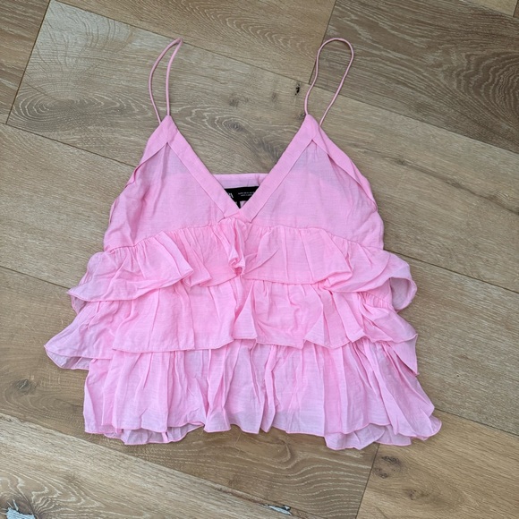 Zara Pink Ruffled Top - Picture 2 of 5